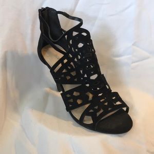 BCBG Sonyah black suede heels